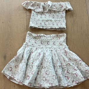 Olivaceous two piece skirt set